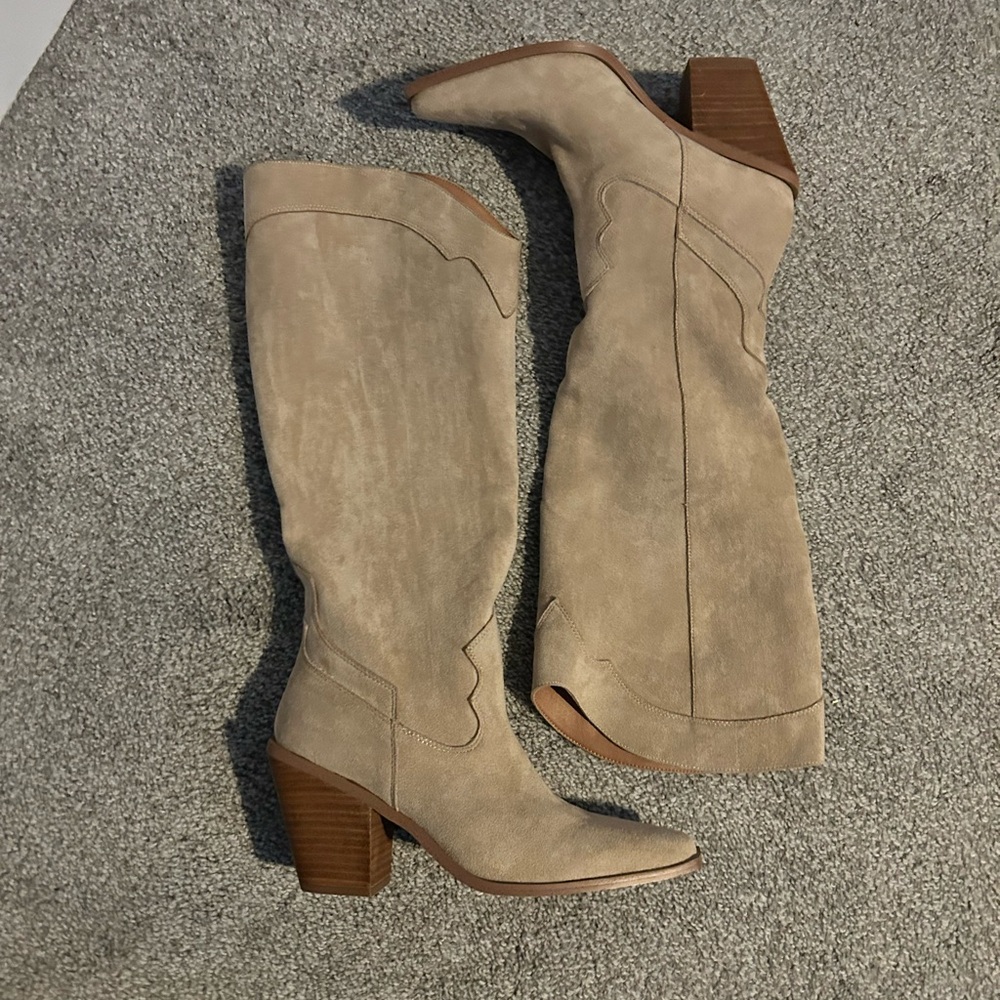 Women's Beige Knee-High Boots